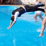 Swimming pool in suits