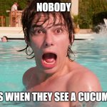 Nobody when cats see cucumber meme | NOBODY; CATS WHEN THEY SEE A CUCUMBER | image tagged in rodrick screaming | made w/ Imgflip meme maker