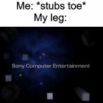 oof | Me: *stubs toe*; My leg: | image tagged in ps2,memes,relatable,gaming,so true memes | made w/ Imgflip meme maker