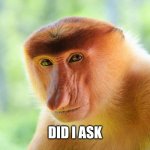 Monke did is ask | DID I ASK | image tagged in janusz monkey,did i ask,monke | made w/ Imgflip meme maker