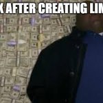 there is no title, banana cocoa | ROBLOX AFTER CREATING LIMITEDS: | image tagged in black guy lying on money | made w/ Imgflip meme maker