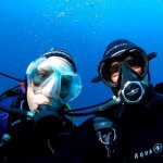 underwater scuba diving friends