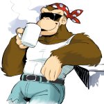 Funky Kong sipping coffee transparent