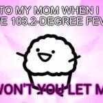 Why won't you let me die | ME TO MY MOM WHEN I HAVE 103.2-DEGREE FEVER | image tagged in why won't you let me die | made w/ Imgflip meme maker