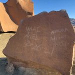 Vandals defaced a panel of ancient petroglyphs at Big Bend Natio