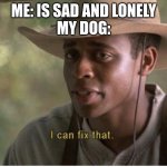 I love my puppers :) | ME: IS SAD AND LONELY
MY DOG: | image tagged in i can fix that | made w/ Imgflip meme maker