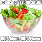 Made From 100% Animal Ingredients | Introducing BEYOND SALAD™; 100% Meat. 100% Flavor. | image tagged in salad,beyond salad,beyond | made w/ Imgflip meme maker