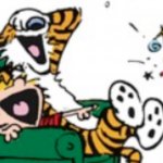 Calvin and Hobbes laugh meme