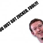Zuck | YOU JUST GOT ZUCKED, FOOL!!! | image tagged in mark zuckerberg | made w/ Imgflip meme maker