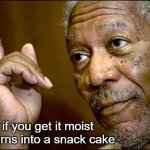 if you get it moist it turns into a snack cake | if you get it moist it turns into a snack cake | image tagged in this morgan freeman | made w/ Imgflip meme maker