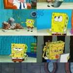 SpongeBob shows Patrick some trash 2 frames meme