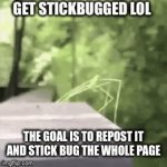 STICKBUGGED | THE GOAL IS TO REPOST IT AND STICK BUG THE WHOLE PAGE | image tagged in gifs,stick figure | made w/ Imgflip video-to-gif maker