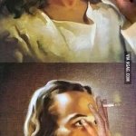 Jesus smoking a cigarette