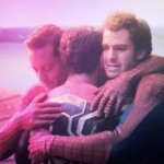 3 spideys hugging