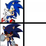 new meme template poggers | image tagged in sonic and sonic exe reaction,new template | made w/ Imgflip meme maker