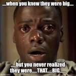 get-out-movie | ....when you knew they were big.... .....but you never realized they were.....THAT.....BIG...... | image tagged in get-out-movie | made w/ Imgflip meme maker