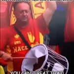 Daily Bad Dad Joke January 17 2022 | BEST PRESENT THIS YEAR WAS A BROKEN DRUM. YOU CAN'T BEAT THAT! | image tagged in macedonia fan with a broken drum | made w/ Imgflip meme maker