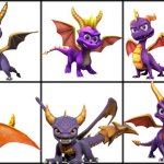 Evolution of Spyro (Which Spyro design do you prefer and be honest and explain why) | image tagged in 3 by 2 square,spyro,skylanders,reignited,legends,a hero's tail | made w/ Imgflip meme maker