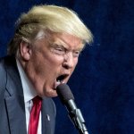 Trump scowl microphone lies meme