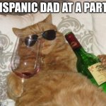 winecat | HISPANIC DAD AT A PARTY | image tagged in winecat | made w/ Imgflip meme maker