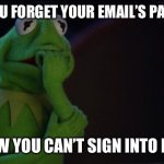 Yes | WHEN YOU FORGET YOUR EMAIL’S PASSWORD; AND NOW YOU CAN’T SIGN INTO IMGFLIP | image tagged in kermit worried face | made w/ Imgflip meme maker