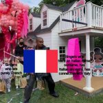 Basically France in every Junior Eurovision Song Contest after finishing 6th Place in 2004 | Singers who have an Italian name, surname, has Italian ancestry, has connection with Italy; Singers who are purely French | image tagged in kanye pi ata,memes,junior,eurovision,france,singers | made w/ Imgflip meme maker