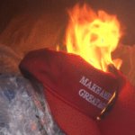 Burning MAGA hat Trump Republican Fire