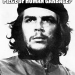 Che Guevara | WANT TO MEET A HOMICIDAL PIECE OF HUMAN GARBAGE? LOOK NO FURTHER. | image tagged in che guevara | made w/ Imgflip meme maker