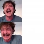 Pedro Pascal laughing and crying