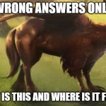 WRONG Answers Only. Don't post any right answers | WRONG ANSWERS ONLY; WHAT IS THIS AND WHERE IS IT FROM? | image tagged in hippogriff 2 | made w/ Imgflip meme maker