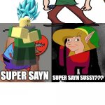 SUPER SANIN SUSSY????????? | image tagged in super sanin sussy | made w/ Imgflip meme maker