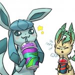 Glaceon and Leafeon drinking Slushies template