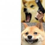 Angry happy doge meme