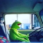 Kermit frog driving green