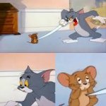 Tom stabbing Jerry meme