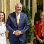 Scomo with his wife Jenny and Grace Tame meme