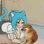 She petting the doge GIF Template