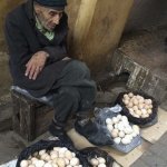 Old man sells eggs