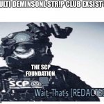 MTF [REDACTED] | * MULTI DEMINSONL STR!P CLUB EXSIST’S*; THE SCP FOUNDATION | image tagged in mtf redacted | made w/ Imgflip meme maker