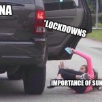 ?????-19 | CORONA; *LOCKDOWNS; IMPORTANCE OF SUNDAYS | image tagged in thrown out of car | made w/ Imgflip meme maker