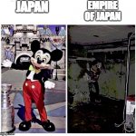 JAP | JAPAN; EMPIRE OF JAPAN | image tagged in mickey good bad,japan | made w/ Imgflip meme maker
