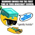 true be like= | WHEN YOU CRAFT YOUR DIAMOND SWORD FOR THE FIRST TIME IN YOUR MINECRAFT SERVER: THIS IS ALREADY ENOGUHT TO MAKE A CHAD CRY | image tagged in minecraft | made w/ Imgflip meme maker