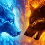 Water and Fire wolves | image tagged in fire,ice | made w/ Imgflip video-to-gif maker