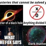 ¯\_(ツ)_/¯¯\_(ツ)_/¯¯\_(ツ)_/¯ | WHAT THE FOX SAYS | image tagged in mysteries that cannot be solved yet | made w/ Imgflip meme maker