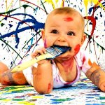Baby eats paint