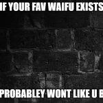 truth | IF YOUR FAV WAIFU EXISTS; SHE PROBABLEY WONT LIKE U BACK | image tagged in cold hard truth | made w/ Imgflip meme maker