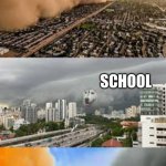 why me!!!!! | BULLYS; SCHOOL; ME TRYING TO PASS SCHOOL | image tagged in doge cloud vs husky cloud | made w/ Imgflip meme maker