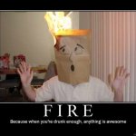 Paper bag head fire meme