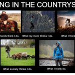 What I really do | LIVING IN THE COUNTRYSIDE | image tagged in what i really do | made w/ Imgflip meme maker