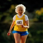 old lady running template